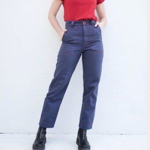 ISO beaton utility pant blue denim with red stitch